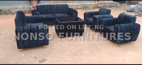 Complete Set of Blue Fabric Sofa