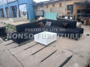 L-shaped fabric sofa