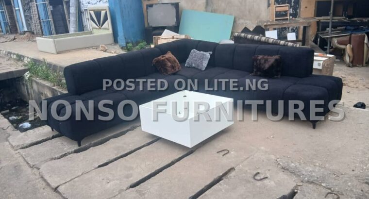 L-shaped fabric sofa