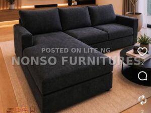 Black L shaped Fabric Sofa