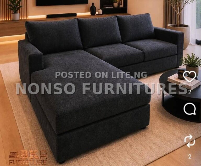 Black L shaped Fabric Sofa