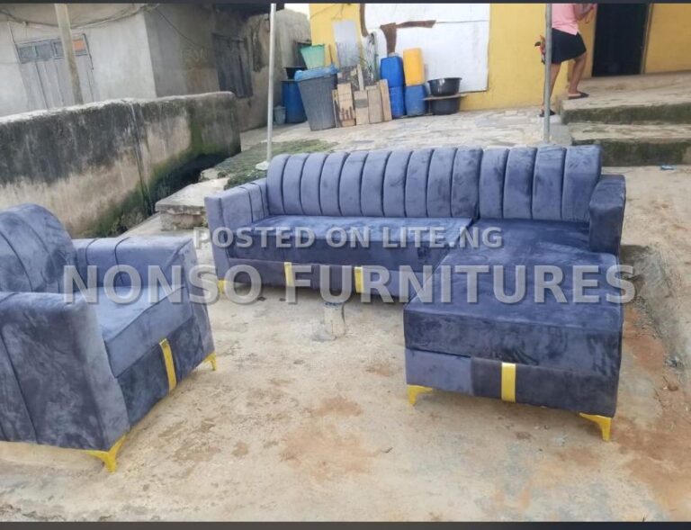 Grey L-Shaped Fabric Sofa