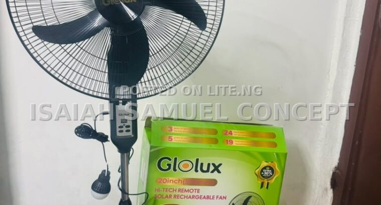 GLOLUX 20INCHES RECHARGEABLE FAN WITH FREE BULB
